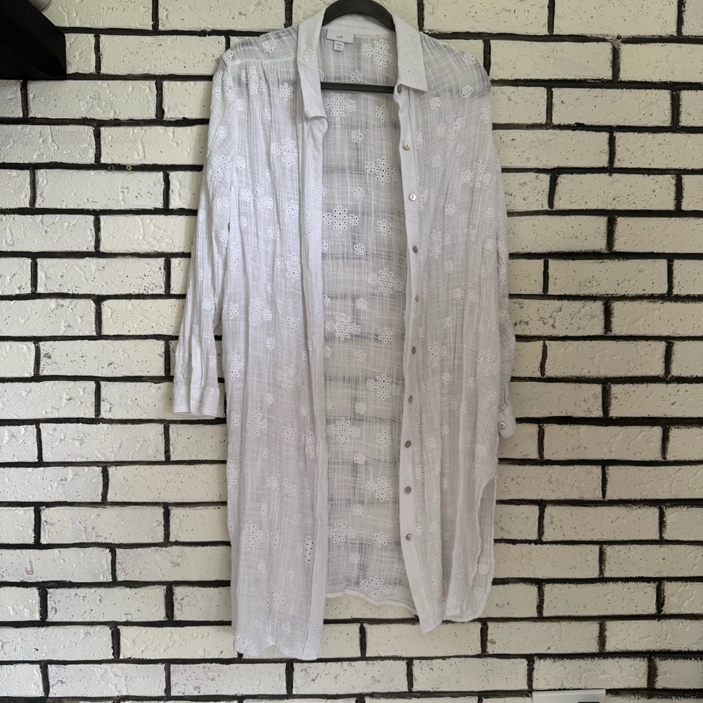 J. Jill White Long Open Front Jacket